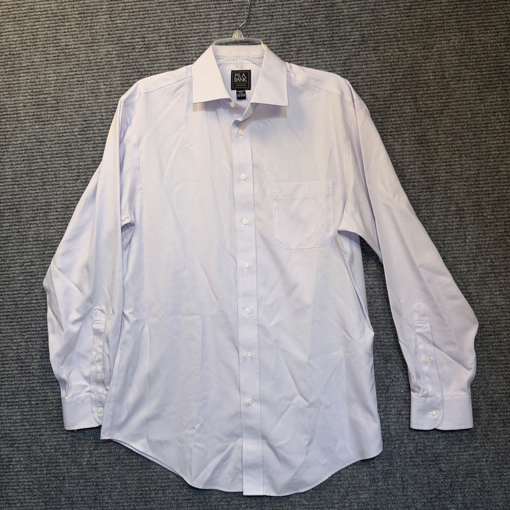 Jos A Bank Traveler DressShirt Mens 16-34 Lavender Tailored Fit 100% Cotton
